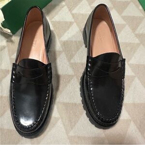 J crew Winona lug-sole penny loafers in spazzolato leather